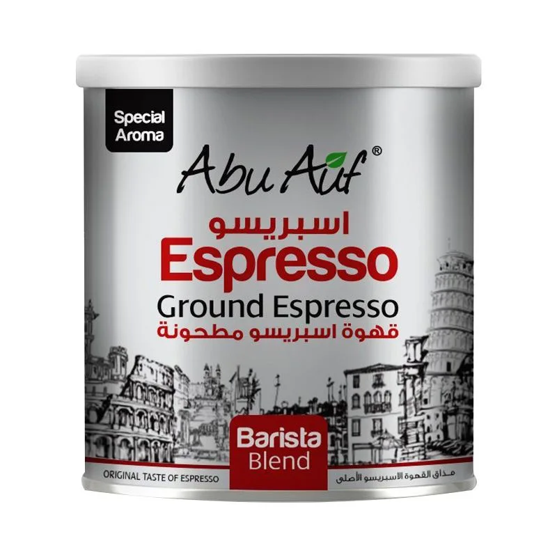 قهوة ابوعوف صفيح 200g- اسبريسو - تسوق الآن من في ثواني قهوة ابوعوف صفيح 200g- اسبريسو (قطعة) - متاح في الناصرية جملة ماركت